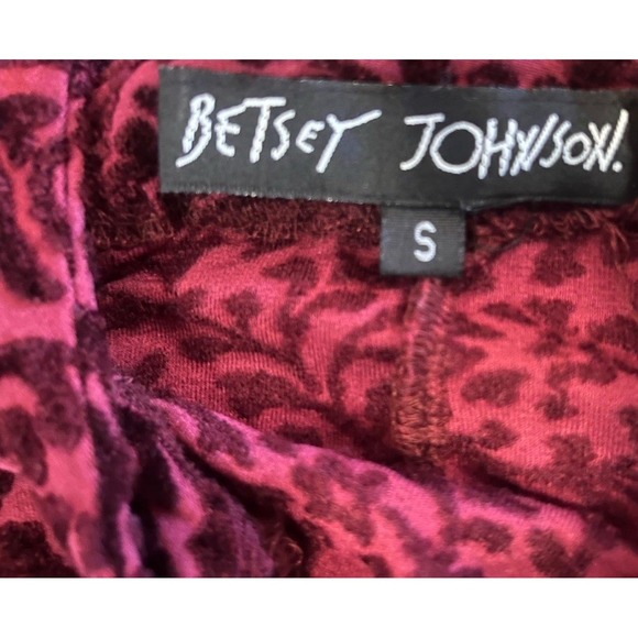 Vintage Y2K Betsey Johnson Velvet Floral Bodycon  Dress Burgundy  Long Sleeve S - Picture 6 of 7